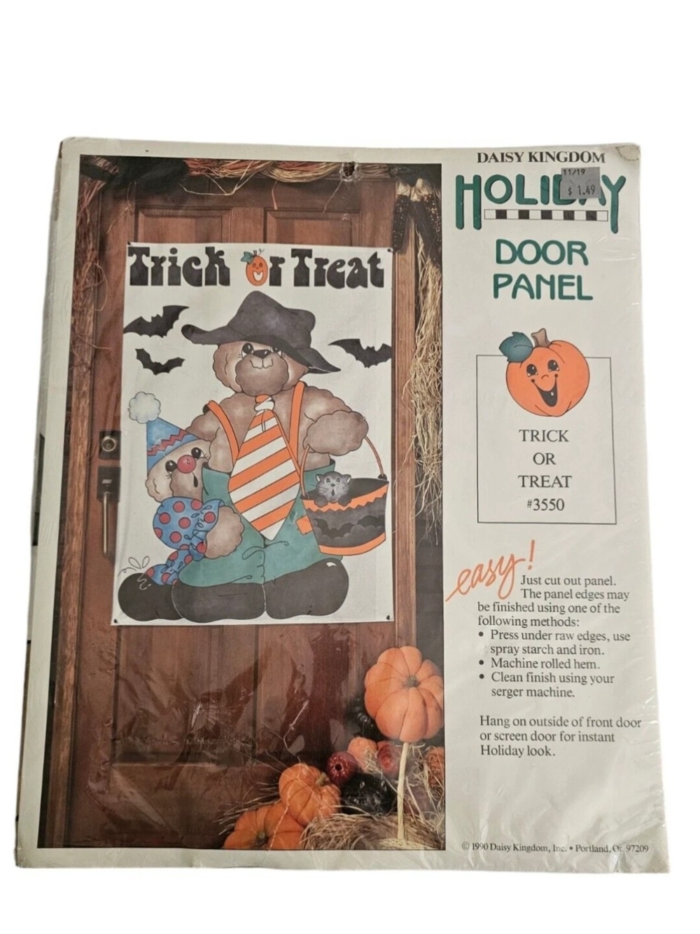Halloween Fabric Door Panel Bear Clown Trick Or Treat 3550 Daisy Kingdom 90s Vtg